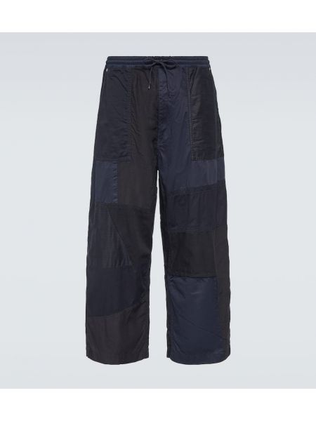 Bavlněné lněné kalhoty Comme Des Garçons Homme modré