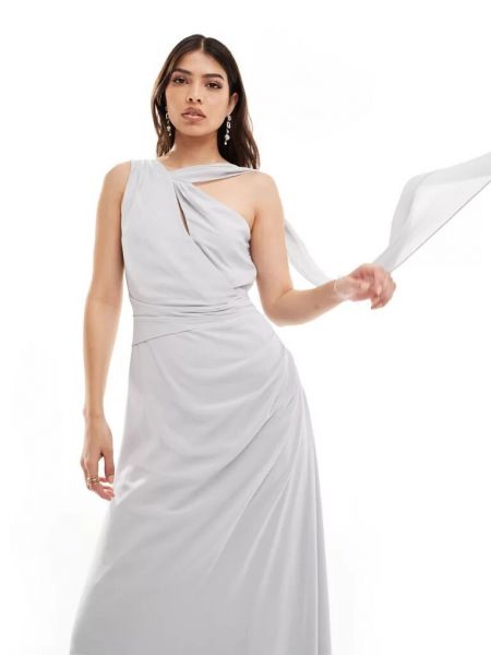 Шифоновое длинное платье с драпировкой Tfnc