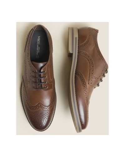Mens M&S Collection Leather Brogues - Brown, Brown M&s Collection