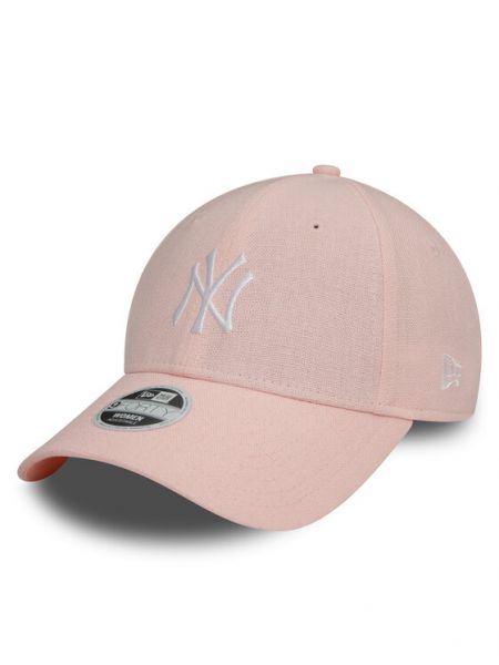 Lininis kepurė su snapeliu New Era rožinė