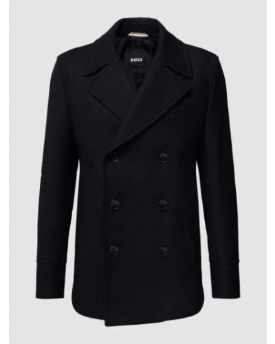 Płaszcz wełniany z fakturowanym wzorem model ‘Hyde Peacoat’ Boss