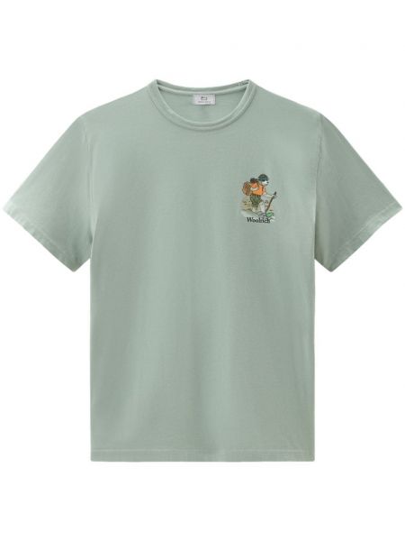 Raštuotas medvilninis marškinėliai Woolrich žalia