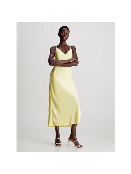 Sukienka midi Calvin Klein żółta