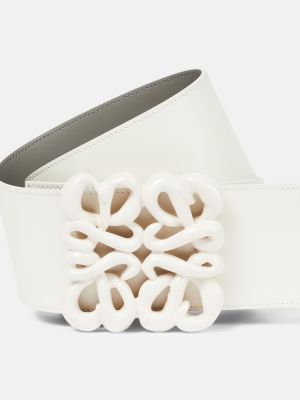 Двустранен кожаный колан Loewe бяло