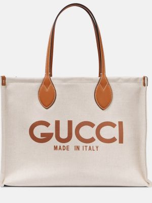 Dabīgās ādas shopper soma Gucci balts