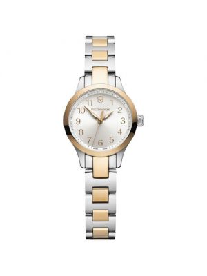 Наручные часы VICTORINOX женские, кварцевые, водонепроницаемые, индикатор запаса хода, подсветка стрелок, антибликовое покрытие стекла золотой