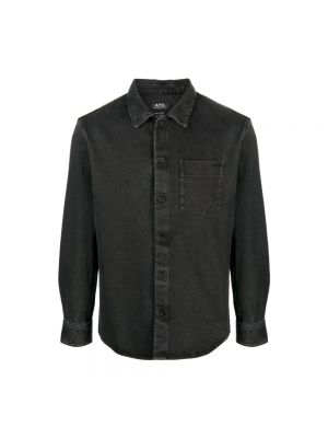 Koszula jeansowa bawełniana A.p.c. czarna