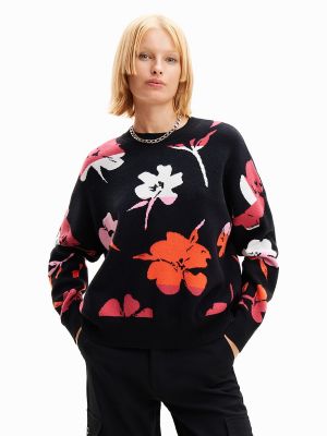 Jersey de flores de tela jersey oversized Desigual negro