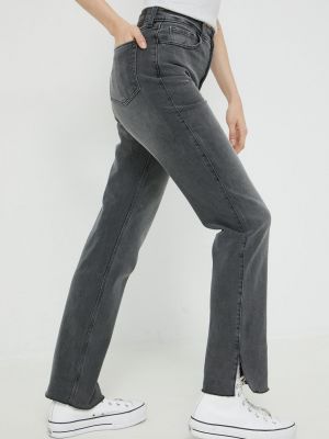 Proste jeansy z wysoką talią Hollister Co. szare