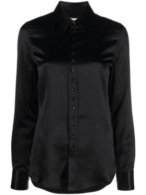 Μεταξωτό πουκάμισο με κουμπιά Saint Laurent μαύρο