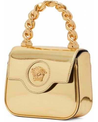 Kožená taška Versace zlatá