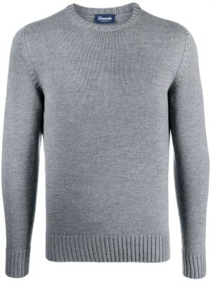 Vuneni džemper od merino vune s okruglim izrezom Drumohr siva