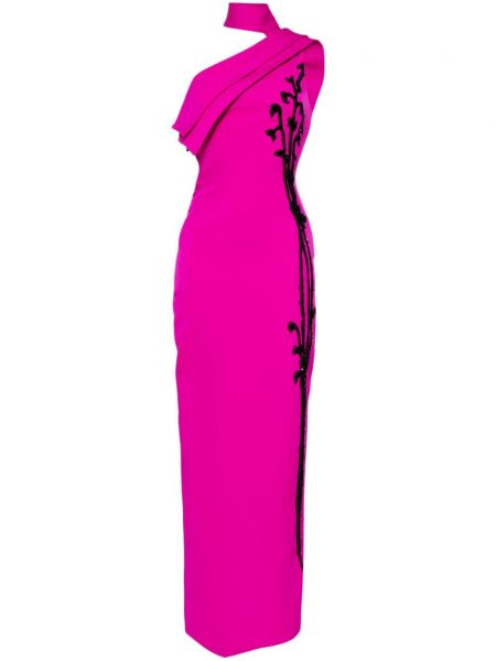 Robe à une épaule à imprimé asymétrique Saiid Kobeisy rose