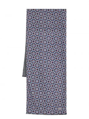 Fular de mătase cu imagine cu imprimeu geometric Kiton albastru