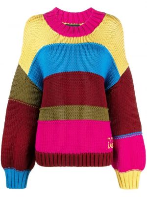 Długi sweter wełniane z długim rękawem z okrągłym dekoltem Dsquared2 - różowy
