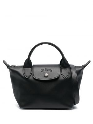 Δερμάτινη τσάντα Longchamp μαύρο