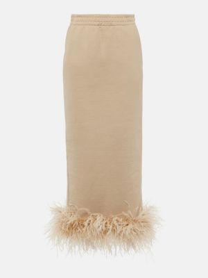 Falda larga con plumas de algodón de plumas Prada beige