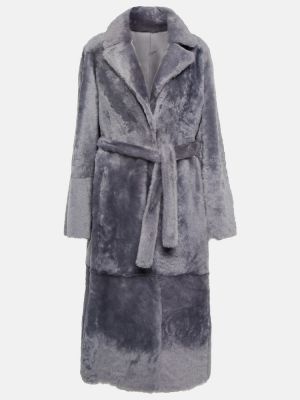 Oboustranný kožený kabát Yves Salomon fialový