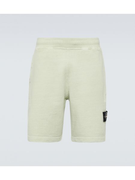 Pantalones cortos de algodón de tela jersey Stone Island verde