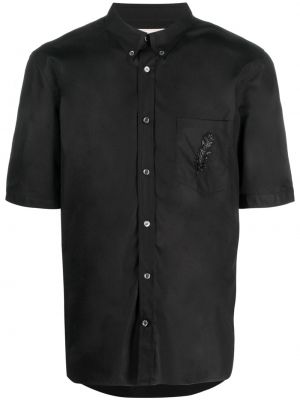 Bombažna srajca z biseri s perjem Alexander Mcqueen črna