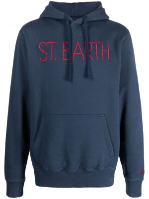 Pamučna hoodie s kapuljačom s vezom Mc2 Saint Barth plava