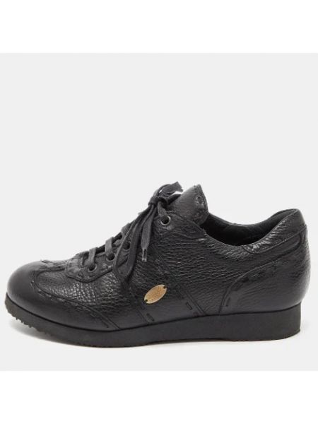 Sneakersy skórzane Fendi Vintage czarne