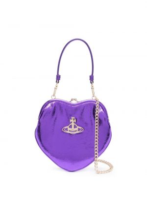 Shopper kabelka se srdcovým vzorem Vivienne Westwood fialová