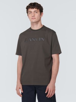 Bavlněné tričko jersey Lanvin hnědé