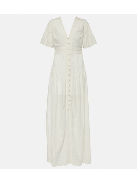 Βαμβακερή μάξι φόρεμα με κέντημα Veronica Beard λευκό