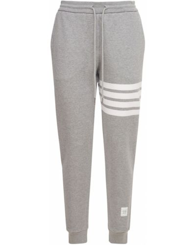 Pruhované bavlněné sportovní kalhoty Thom Browne šedé