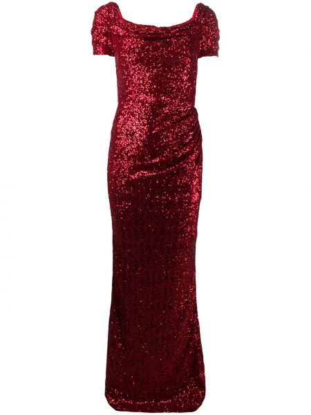Vestido de noche con lentejuelas con volantes Dolce & Gabbana rojo