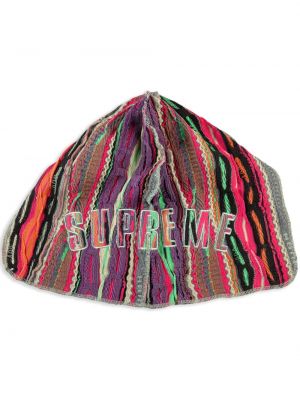 Dzianinowa czapka Supreme fioletowa