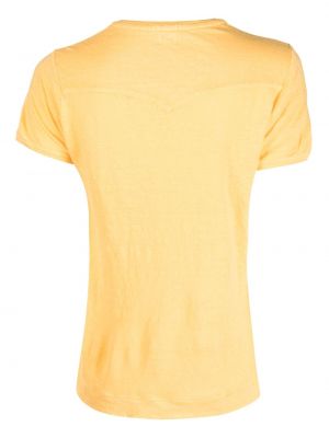 Lněné tričko Massimo Alba žluté