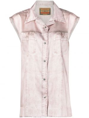 Αμάνικο πουκάμισο τζιν Diesel ροζ