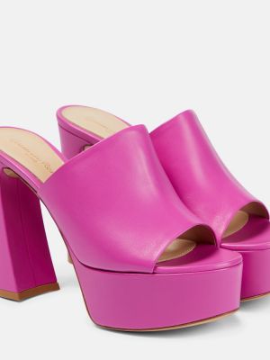 Platform læder mules Gianvito Rossi pink