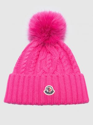 Розовая шерстяная шапка Moncler