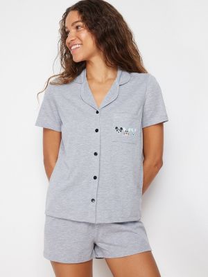 Pletena pamučna pidžama s printom Trendyol