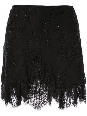 Přiléhavé krajkové sukně s výšivkou na zip Macgraw - černá