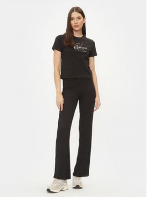 Rovné kalhoty Calvin Klein Jeans černé