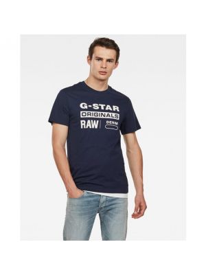 Camiseta manga corta de cuello redondo de estrellas G-star Raw azul