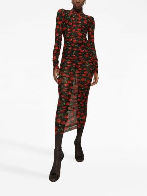 Drapované midi šaty s potiskem Dolce & Gabbana