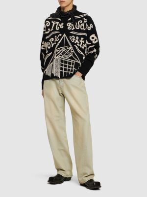 Suéter de algodón de punto Acne Studios negro