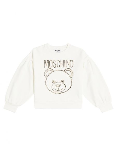 Bomuld hættetrøje for piger Moschino Kids hvid