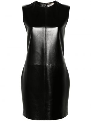 Kožená sukně bez rukávů Saint Laurent černé