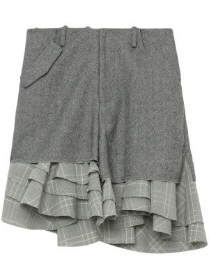 Asimetrična mini suknja s volanima Yuhan Wang siva