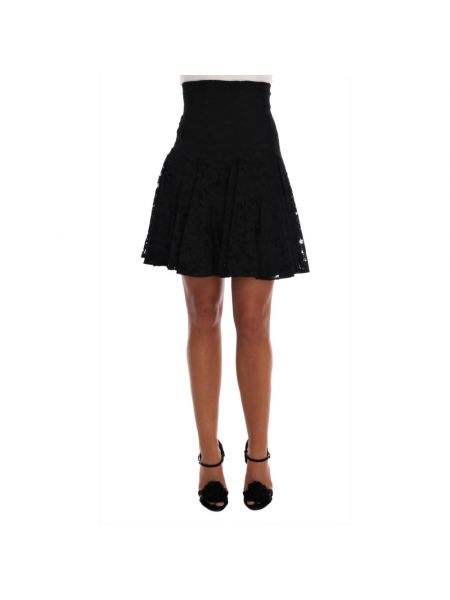 Mini spódniczka koronkowa w kwiatki Dolce And Gabbana czarna