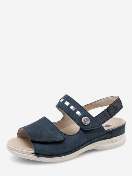 Kožené sandály z nubuku Rieker modré
