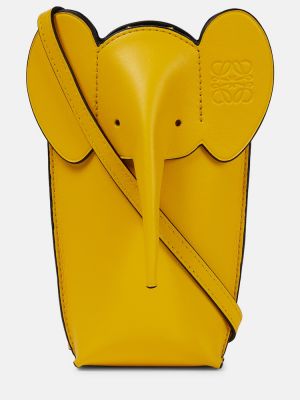 Bolsa de hombro de cuero con bolsillos Loewe amarillo