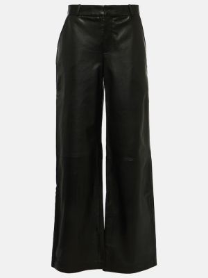Voľné kožené nohavice s vysokým pásom Frame čierna