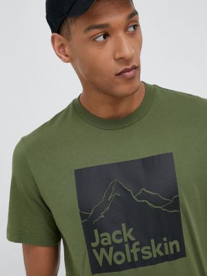 Bavlněné tričko Jack Wolfskin zelené